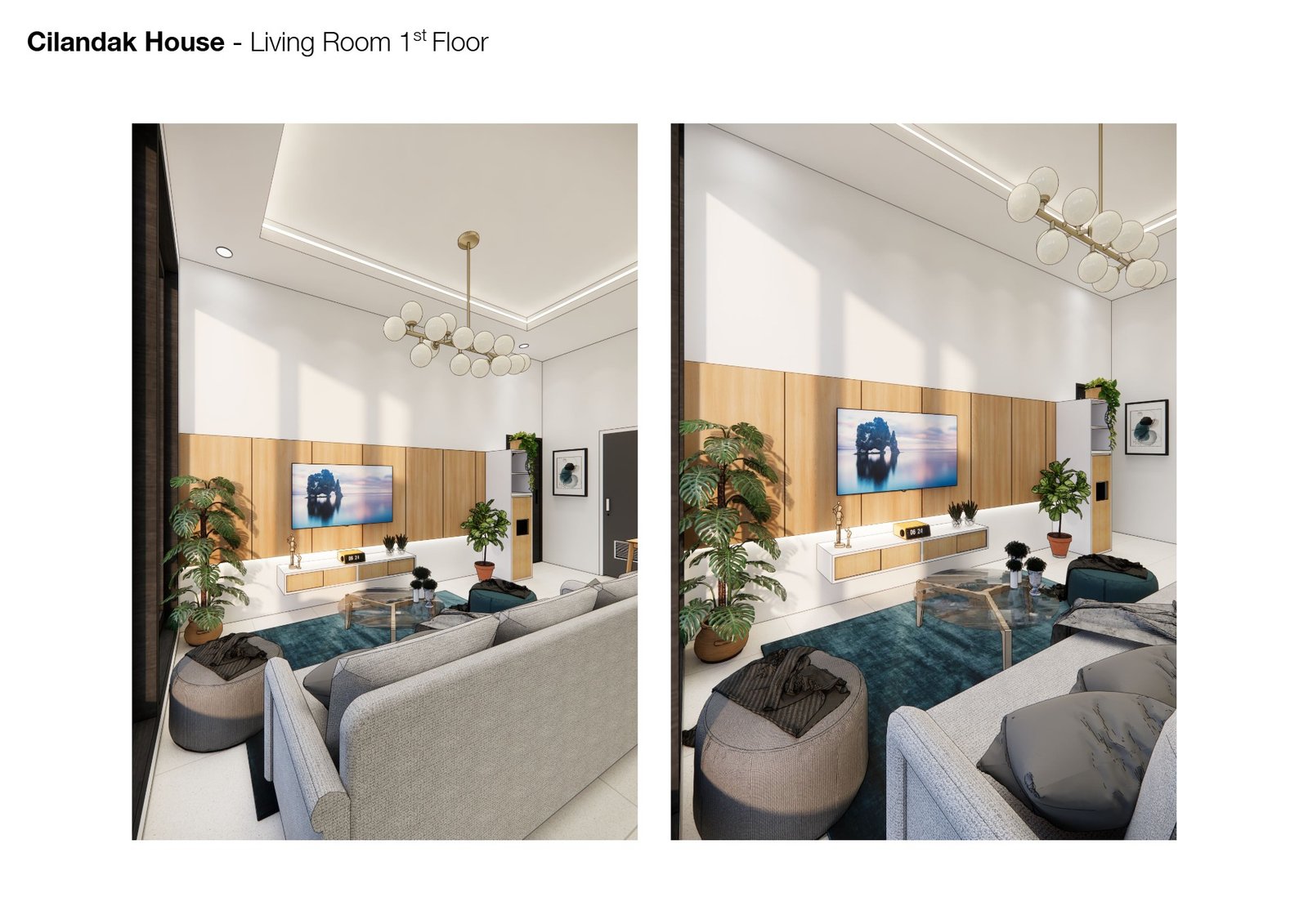 Living room 1st floor lighting, Banjarsari House Jakarta, interior design by Dika Ardi