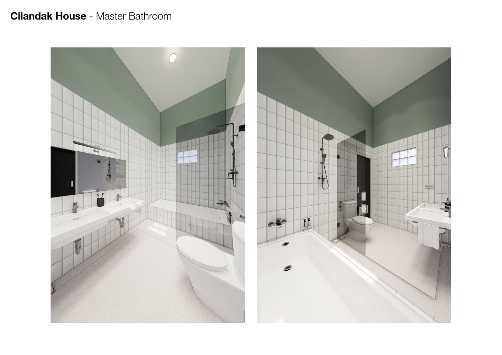 Master bathroom, Banjarsari House Jakarta, interior design by Dika Ardi