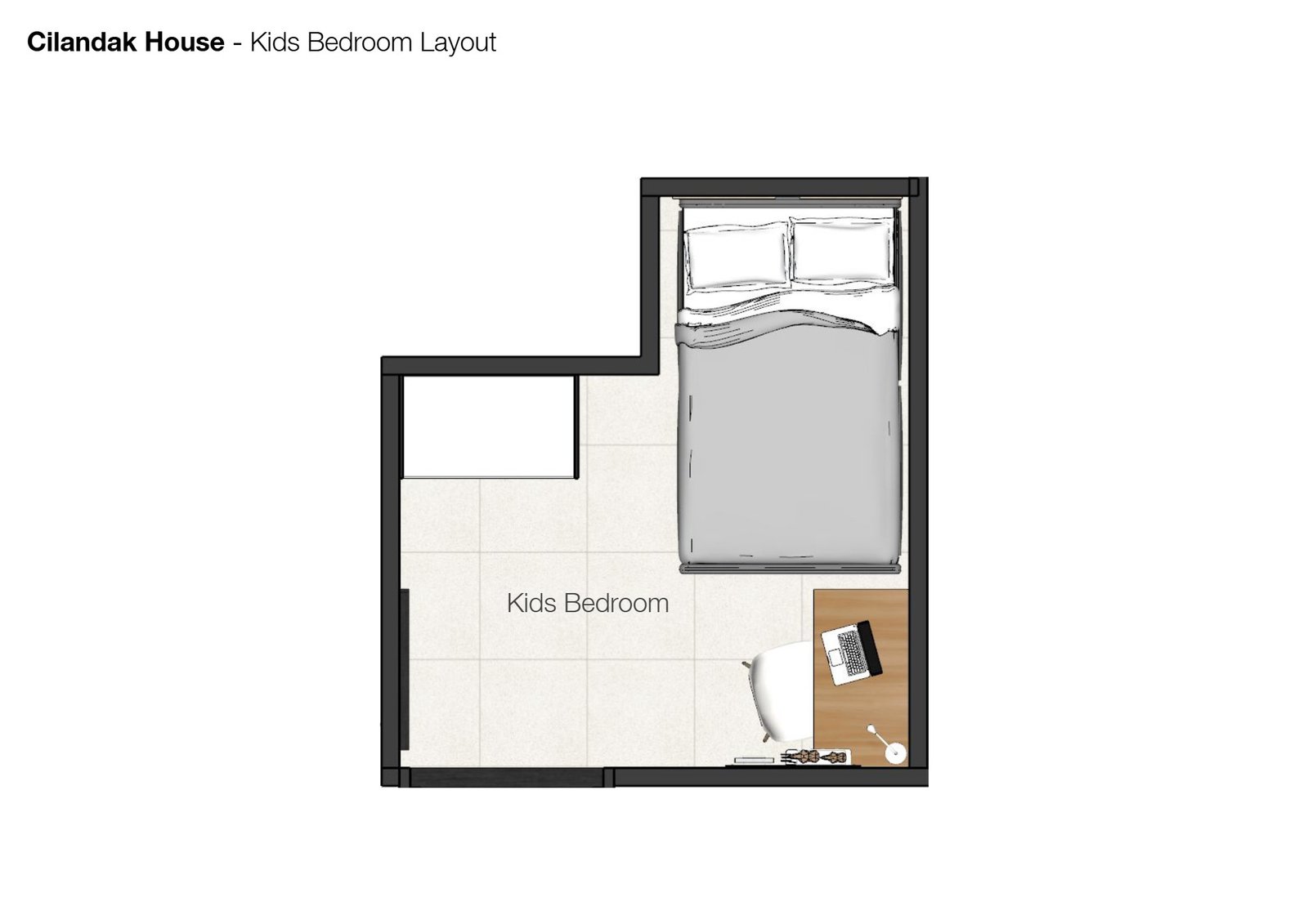 Kids bedroom layout, Banjarsari House Jakarta, interior design by Dika Ardi