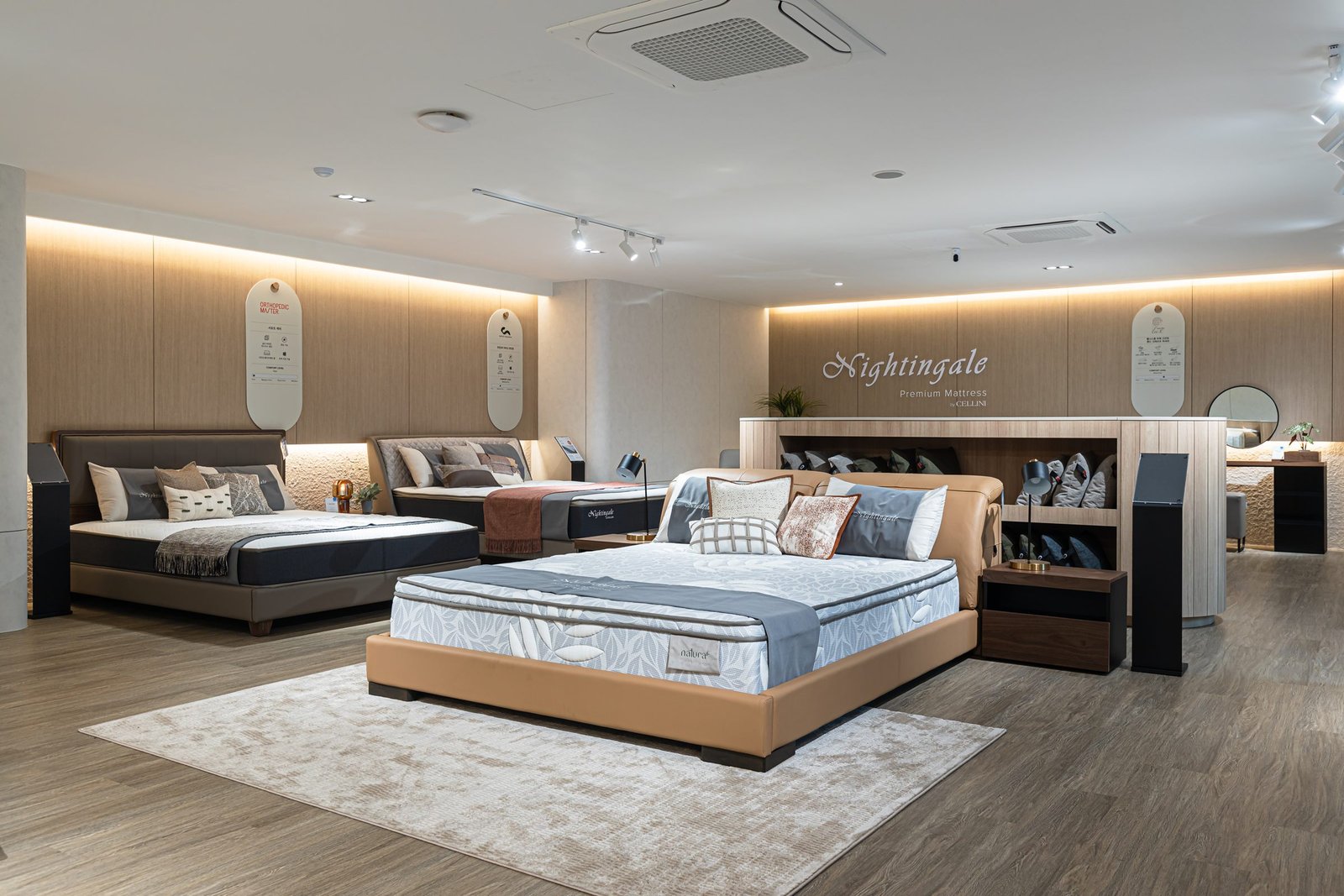 Bed display zone with the Nightingale mattress collection
