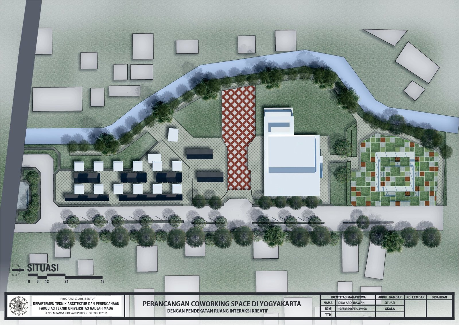 Situation plan of the coworking space in Yogyakarta, final project by Dika Ardi