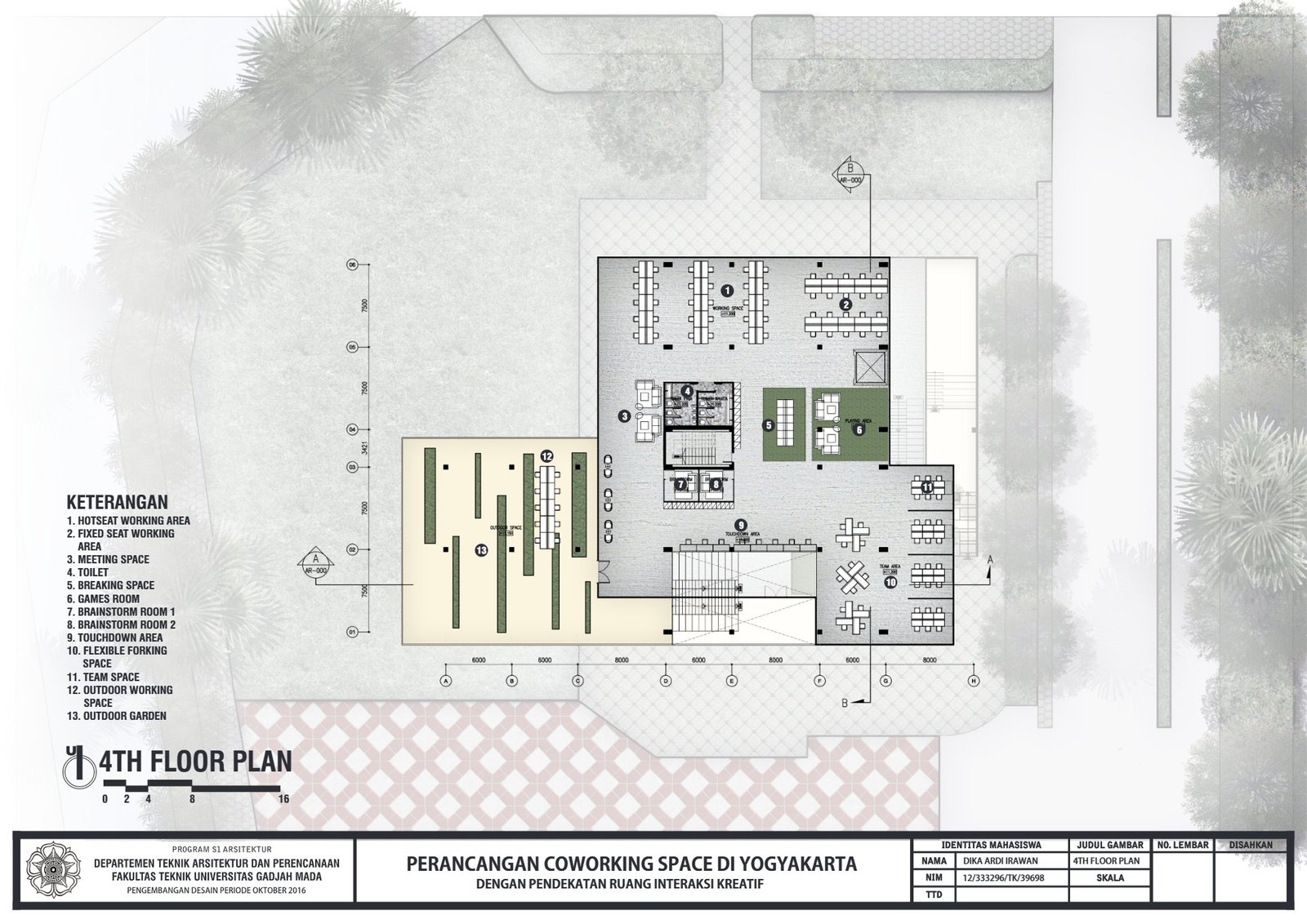 4th floor plan of the coworking space in Yogyakarta, final project by Dika Ardi