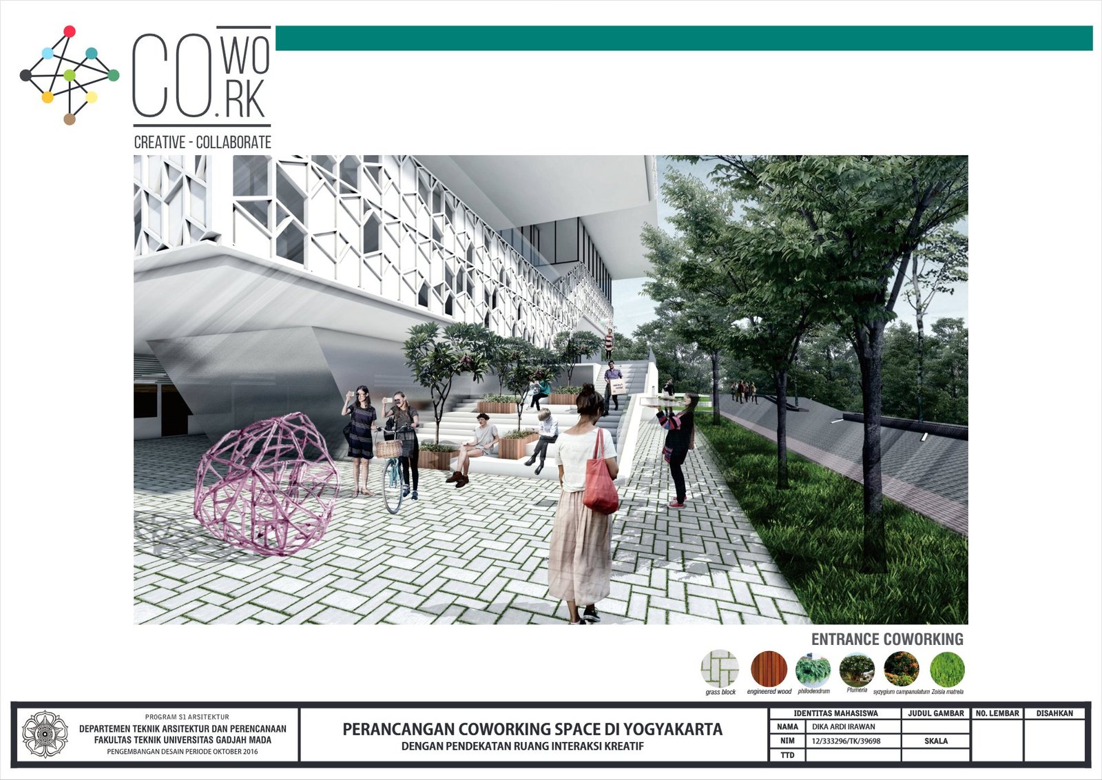 Coworking entrance of the coworking space in Yogyakarta, final project by Dika Ardi