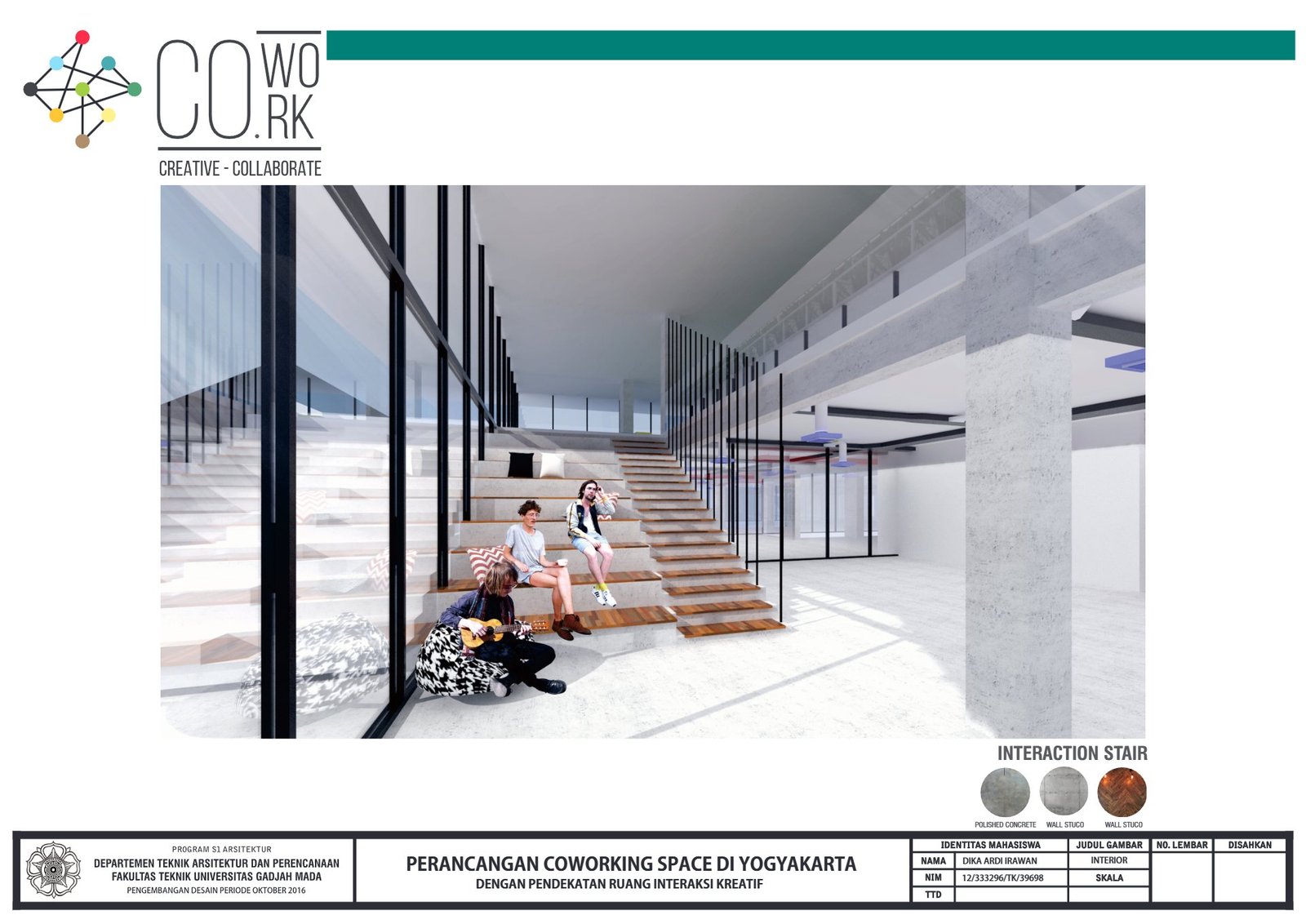 Interaction stair of the coworking space in Yogyakarta, final project by Dika Ardi
