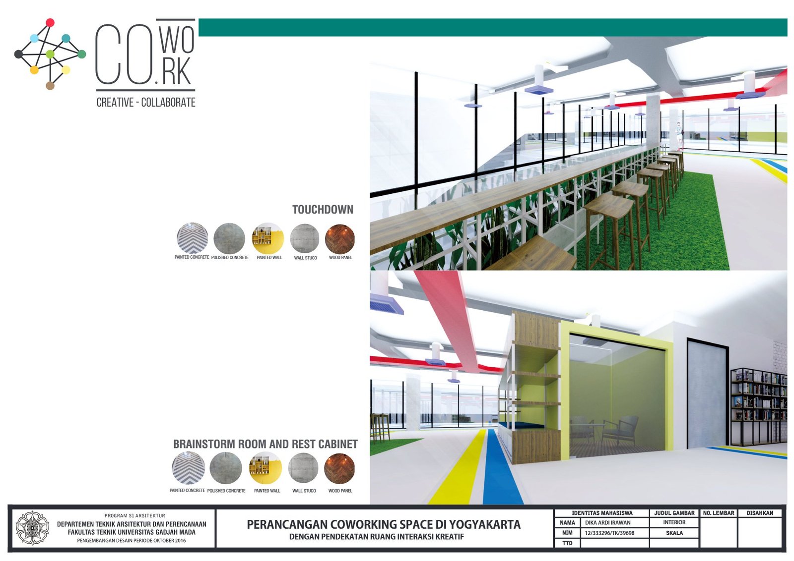 Touchdown brainstorm room of the coworking space in Yogyakarta, final project by Dika Ardi