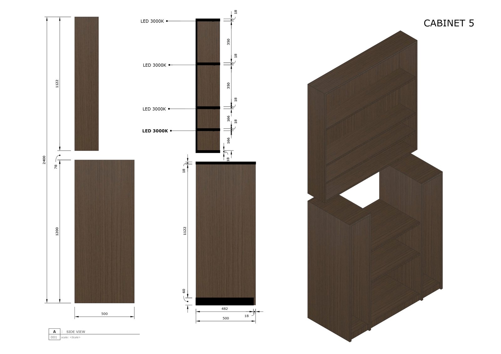 Cabinet 5, walnut vinyl and hi-fi cabinet with LED shelves, FD House, Bintaro, by Dika Ardi