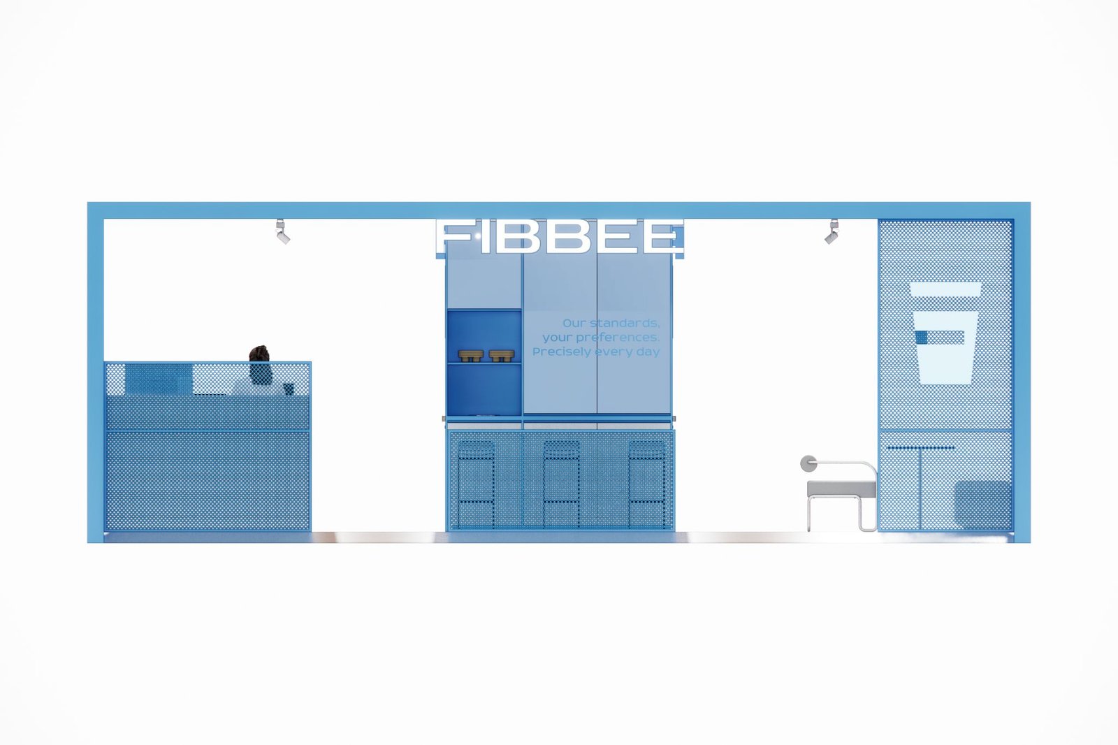 Elevation of the island counter and back wall