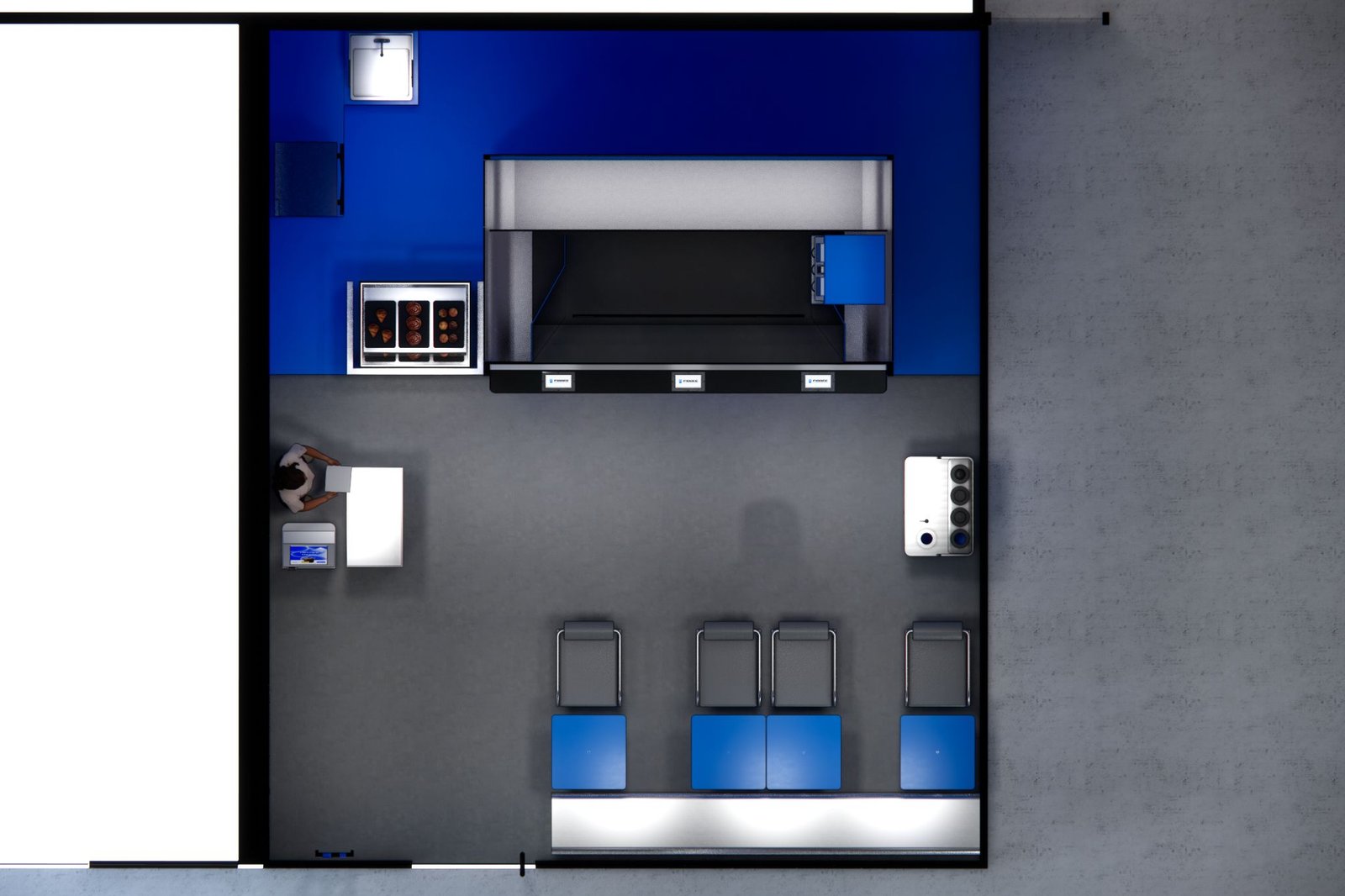 Top view plan of the Fibbee store layout