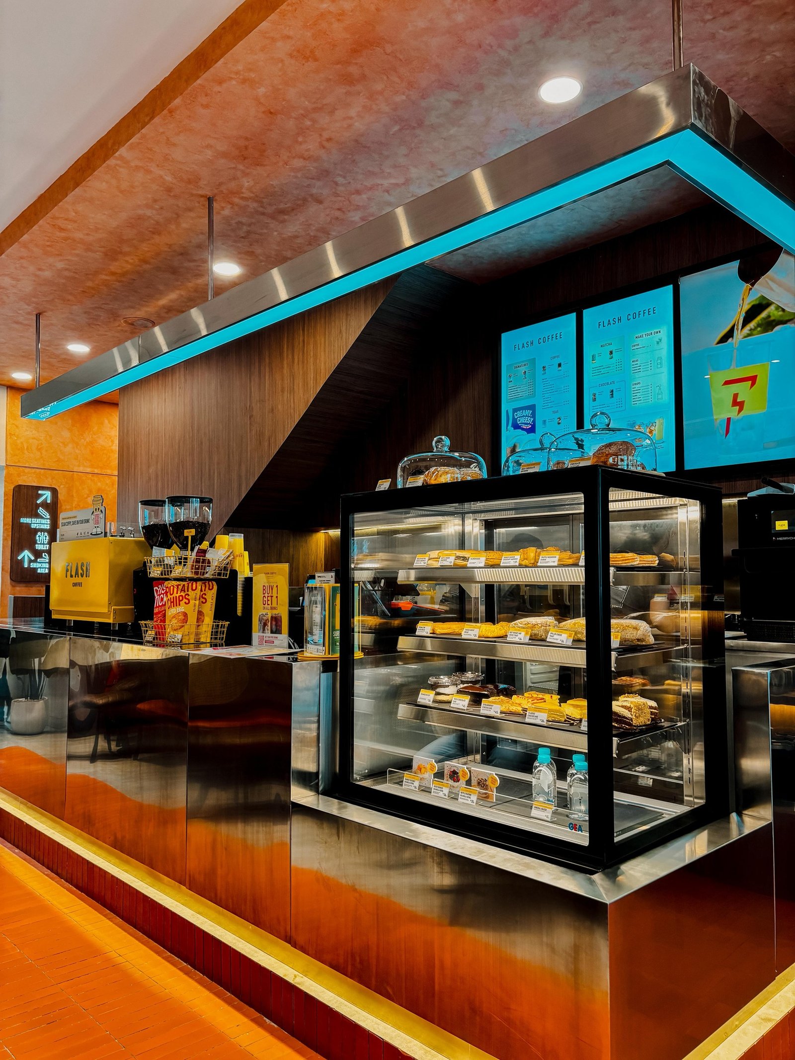 Flash Coffee Gading Serpong Sorrento, retail interior and architecture design by Dika Ardi