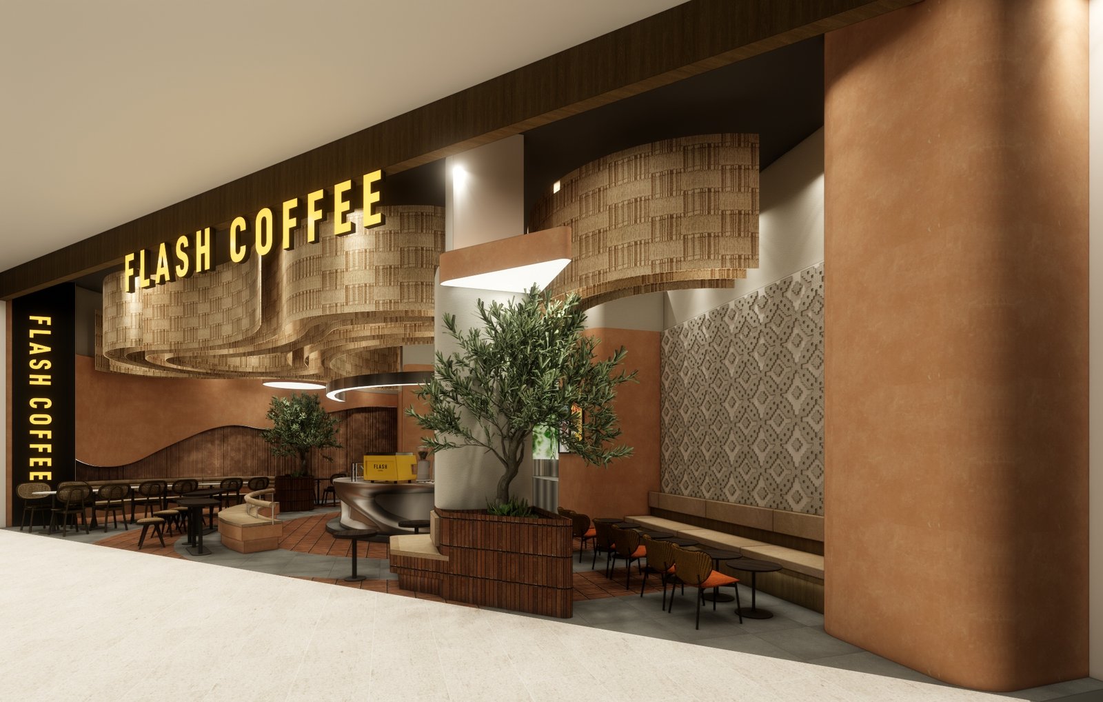 Design render 02, Flash Coffee Galaxy Mall, Surabaya, by Dika Ardi