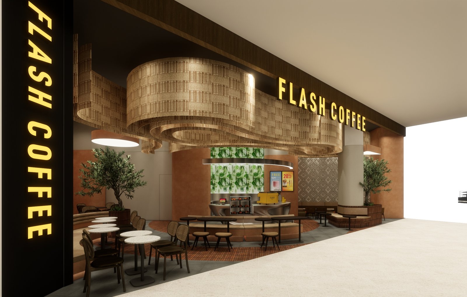 Design render 03, Flash Coffee Galaxy Mall, Surabaya, by Dika Ardi