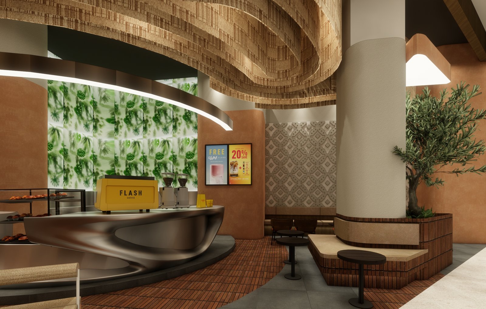 Design render 07, Flash Coffee Galaxy Mall, Surabaya, by Dika Ardi