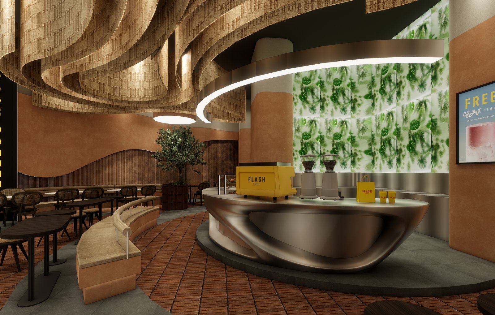 Design render 08, Flash Coffee Galaxy Mall, Surabaya, by Dika Ardi