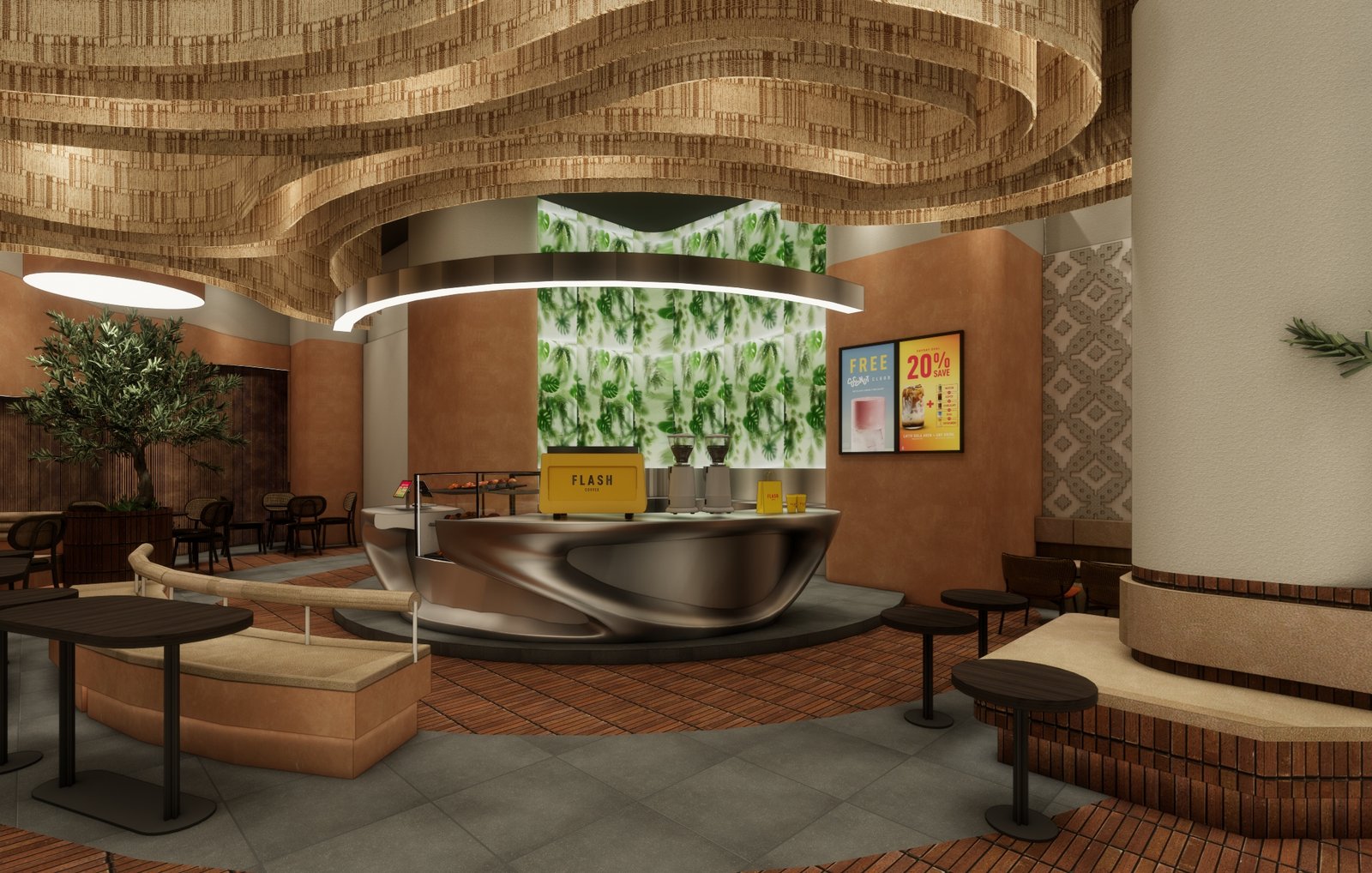Design render 10, Flash Coffee Galaxy Mall, Surabaya, by Dika Ardi