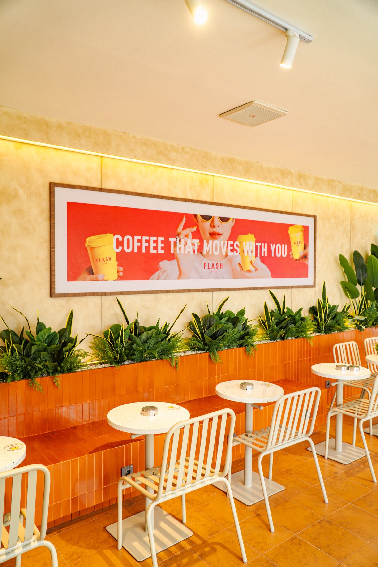 Flash Coffee Galuh Mas Karawang, retail interior and architecture design by Dika Ardi
