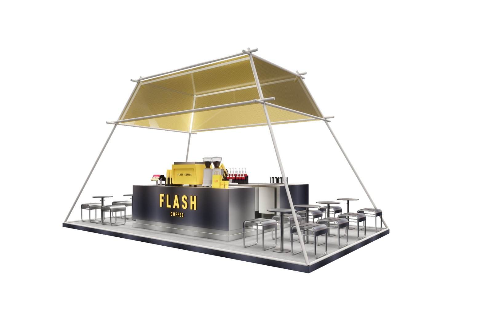 The Canopy, side view, Flash Coffee Pop-Up Concept, Jakarta, by Dika Ardi