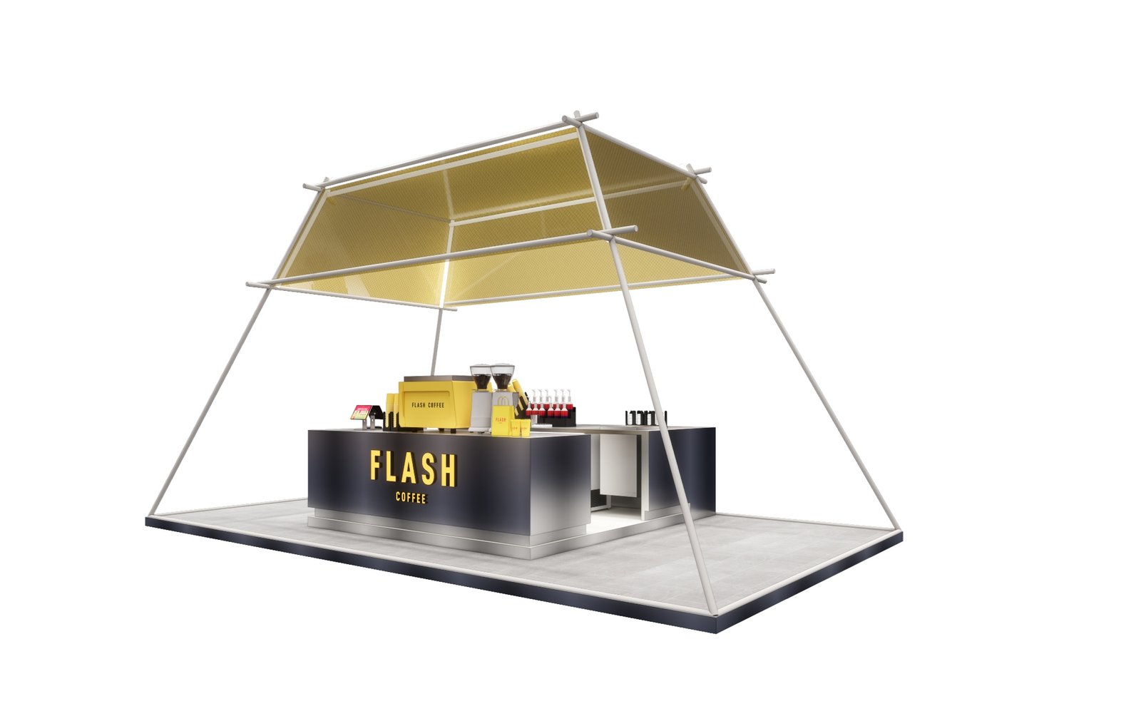 The Canopy, bar and frame without seating, Flash Coffee Pop-Up Concept, Jakarta, by Dika Ardi
