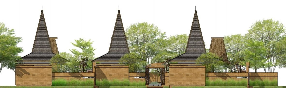 Front elevation cluster, Kerapu Cottage at Putri Duyung Ancol, Jakarta, designed by Dika Ardi