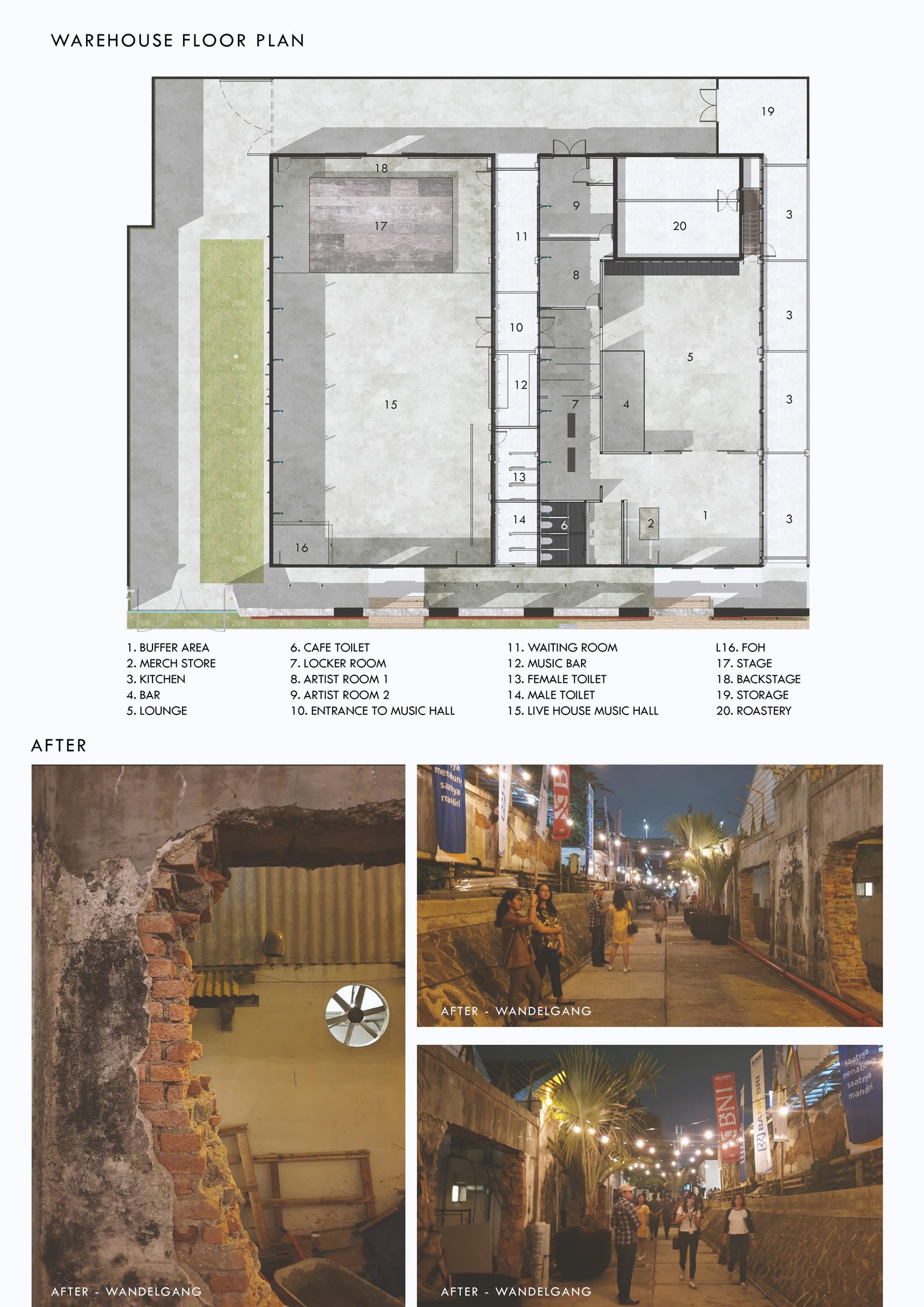 Warehouse floor plan, M Bloc Space revitalisation in Kebayoran Baru, Jakarta, by Dika Ardi