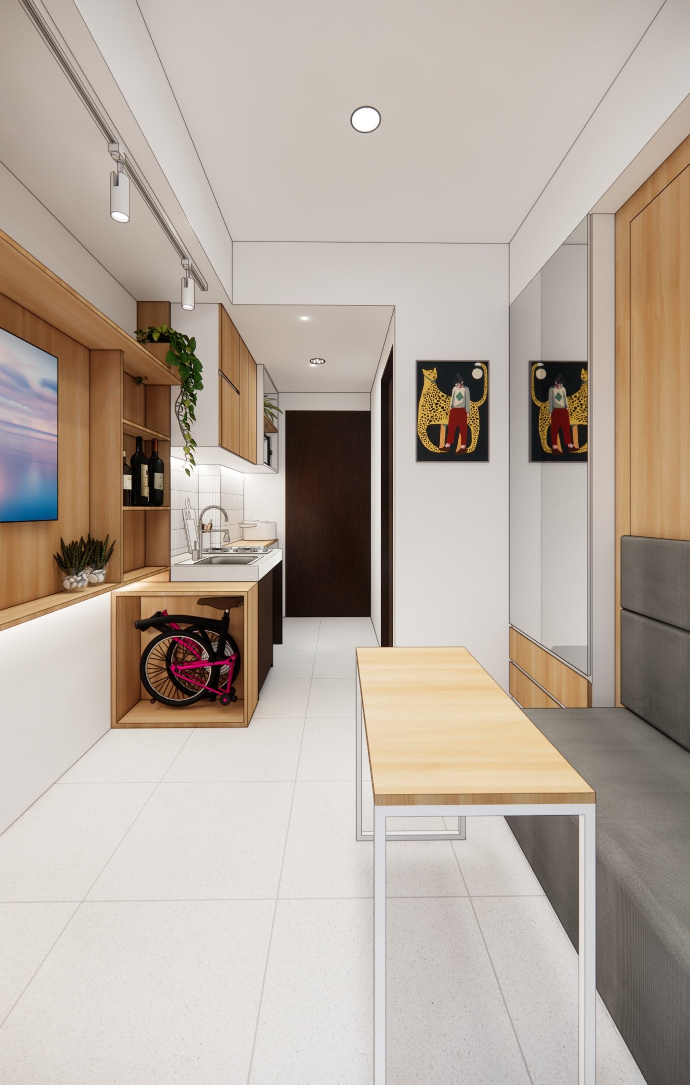 Interior render 10, Mr OK Apartment, Jakarta, by Dika Ardi