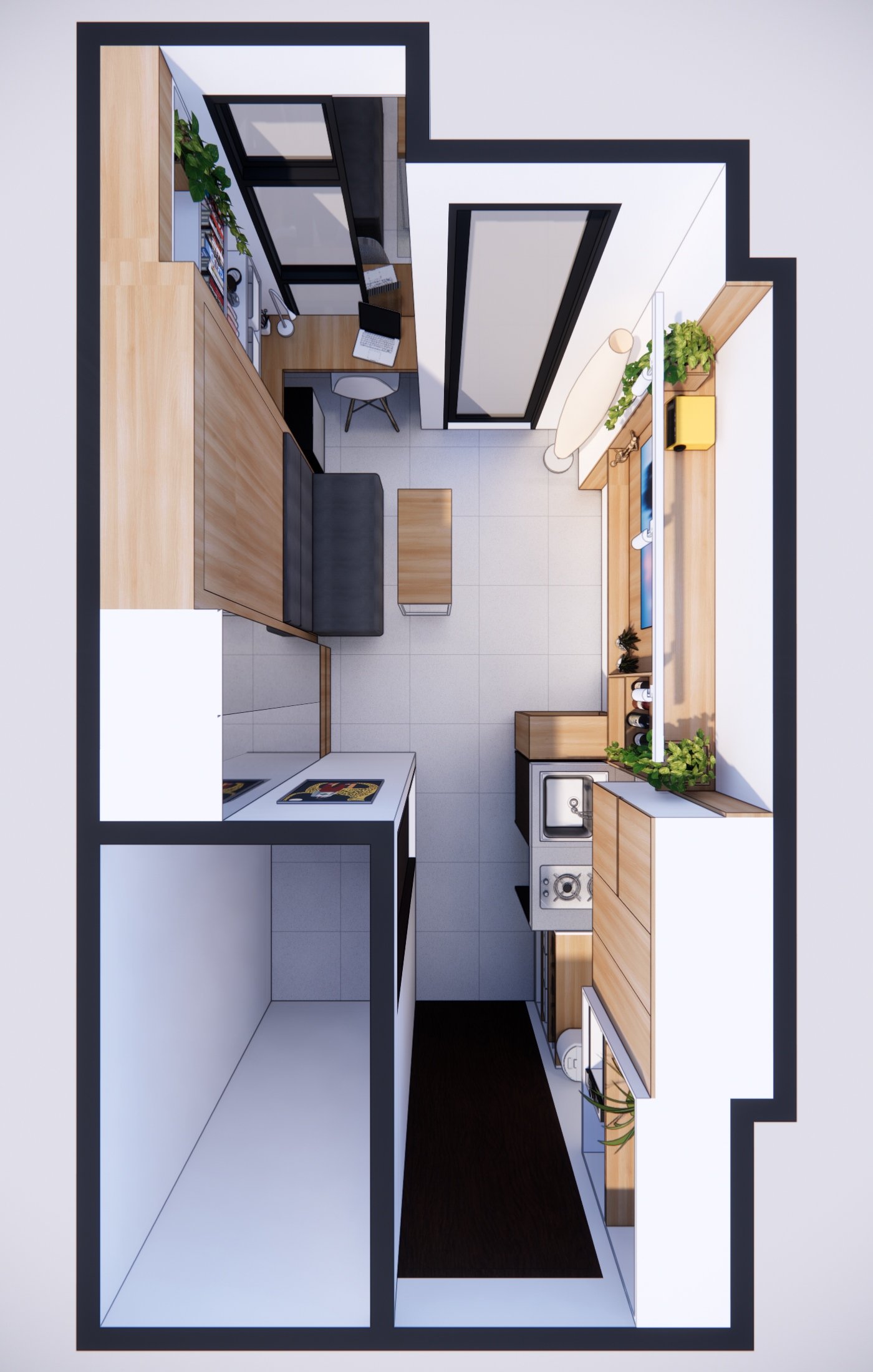 Interior render 13, Mr OK Apartment, Jakarta, by Dika Ardi