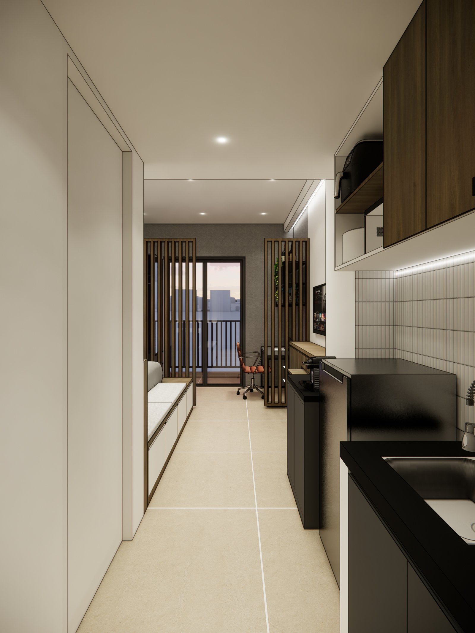 Interior render 01, Mr R Apartment, Bintaro, by Dika Ardi