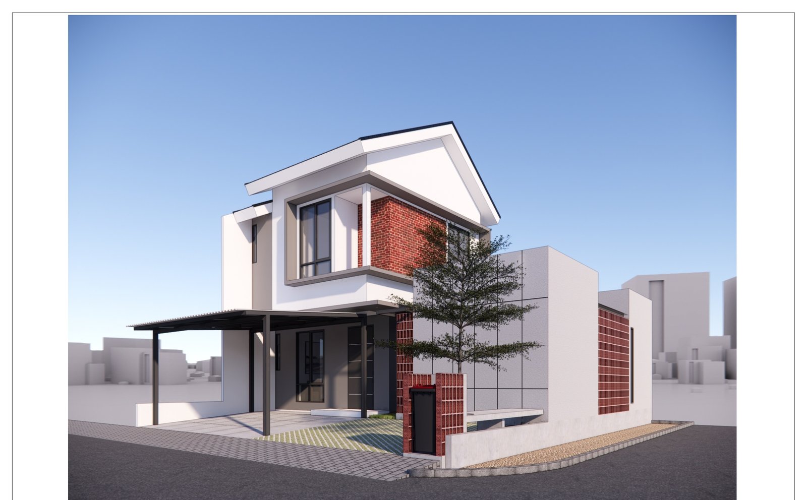 Phase 1 exterior perspective, Mr YS House, Tangerang, by Dika Ardi
