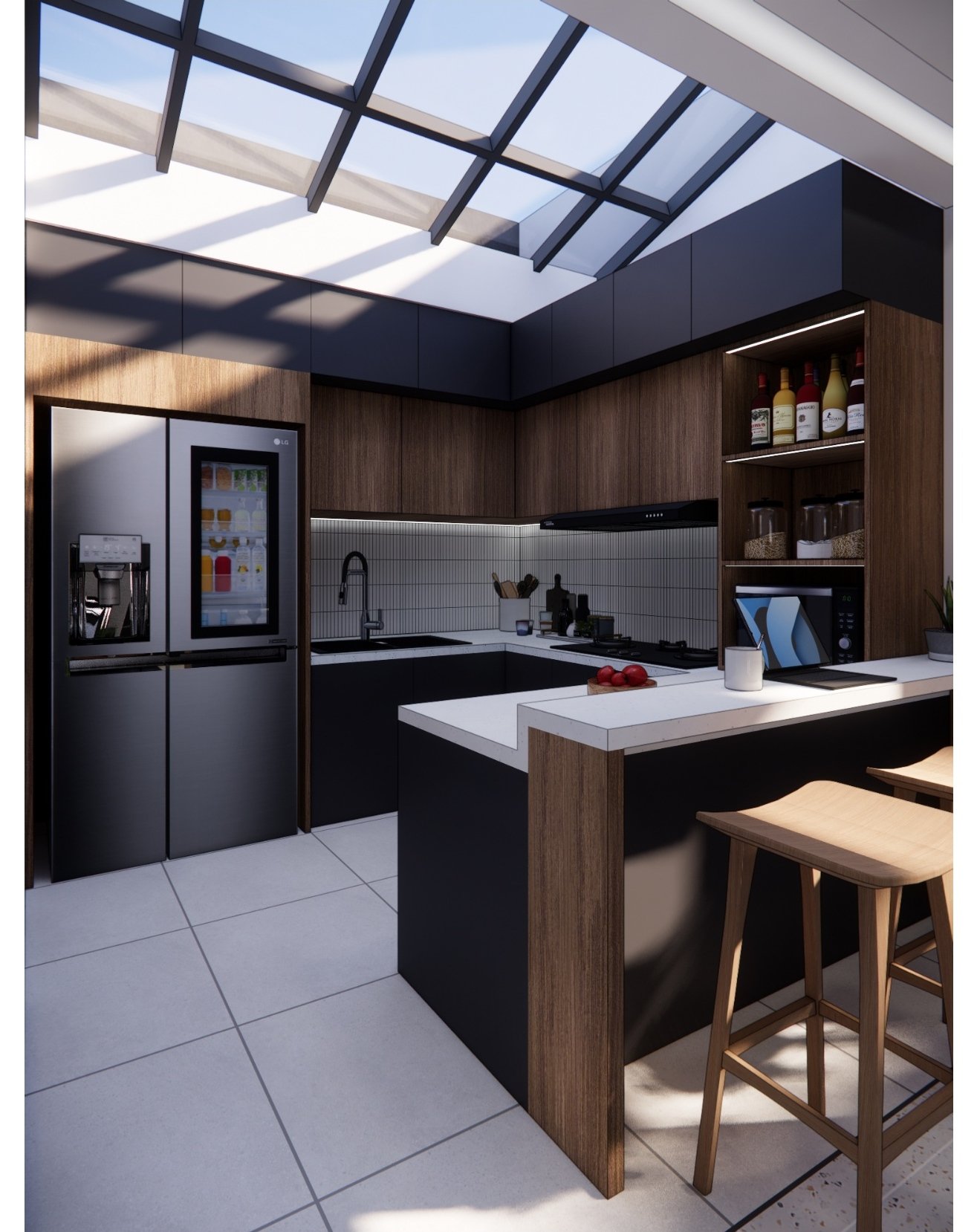 Kitchen under the skylight, Mr YS House, Tangerang, by Dika Ardi