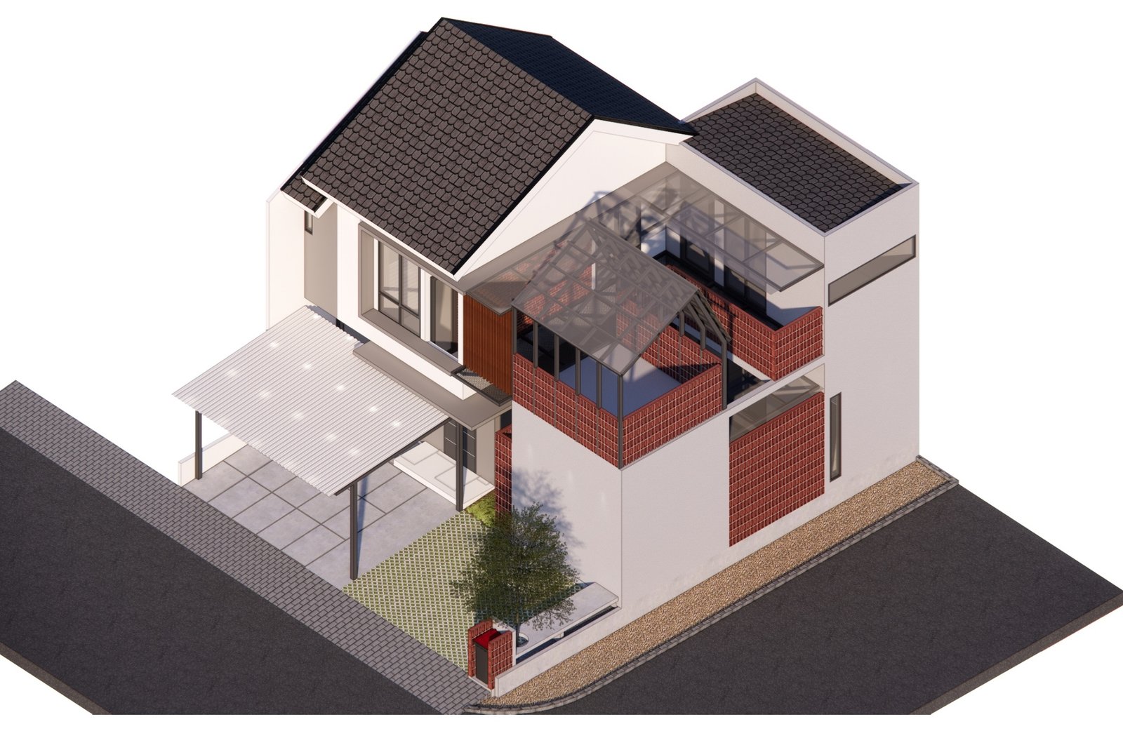 Phase 2 axonometric, Mr YS House, Tangerang, by Dika Ardi