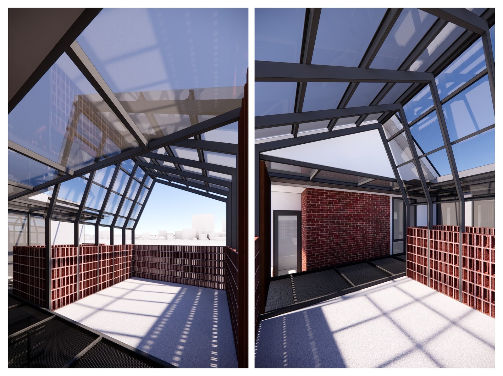 Glass roof pavilion interior, Mr YS House, Tangerang, by Dika Ardi