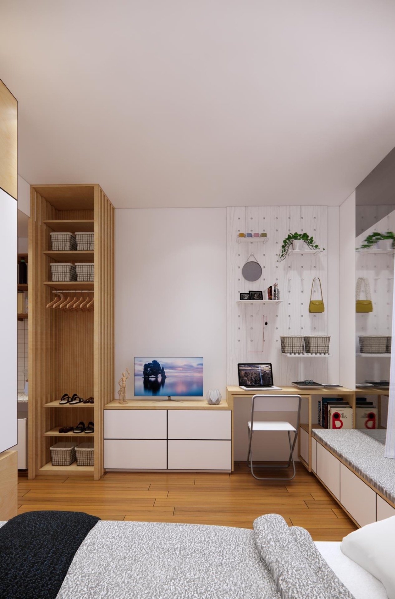 Desk and window seat, Mrs DL Apartment, Jakarta, by Dika Ardi