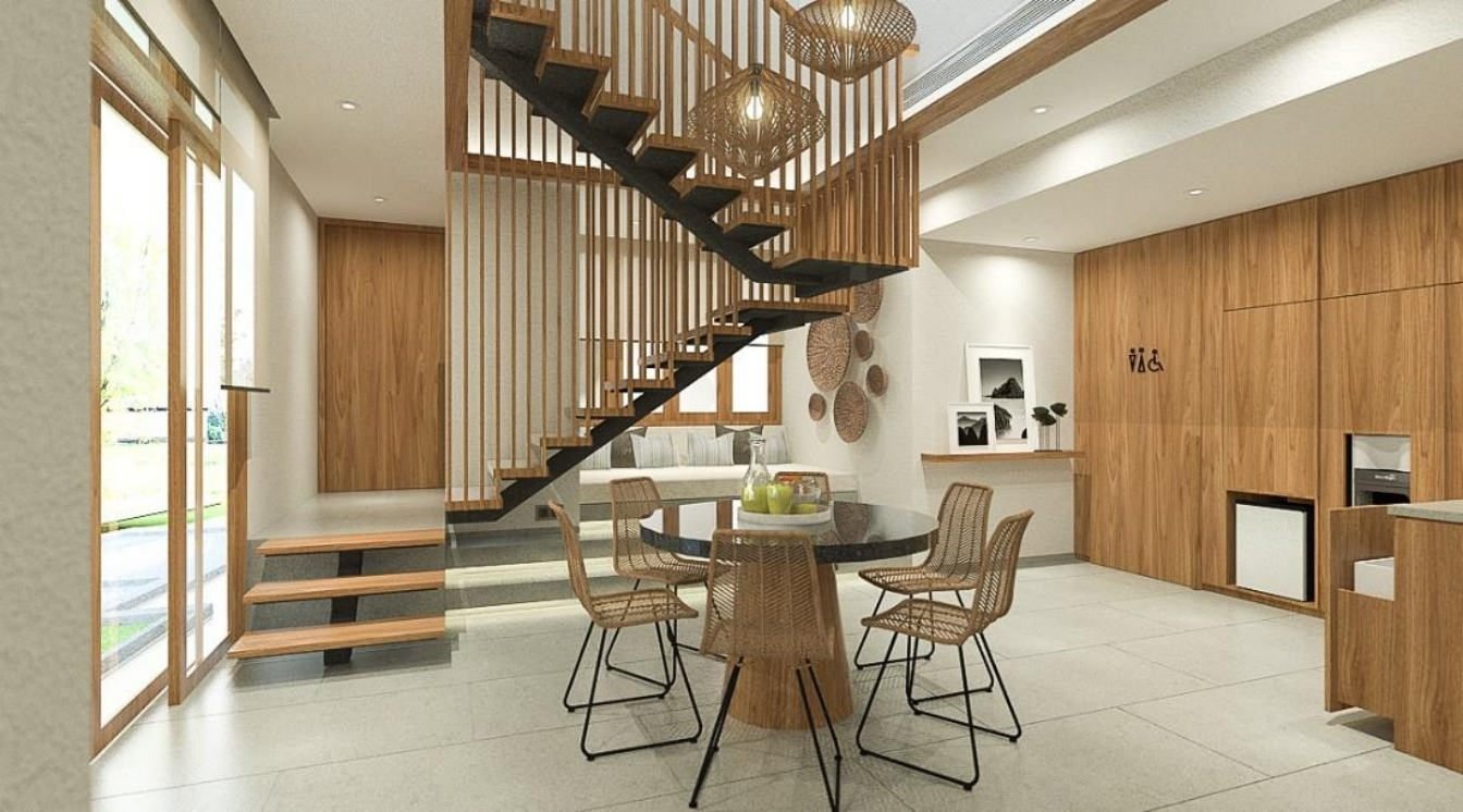Dining stair, Paus Cottage at Putri Duyung Ancol, Jakarta, designed by Dika Ardi