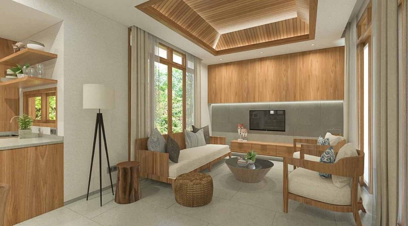 Living room, Paus Cottage at Putri Duyung Ancol, Jakarta, designed by Dika Ardi