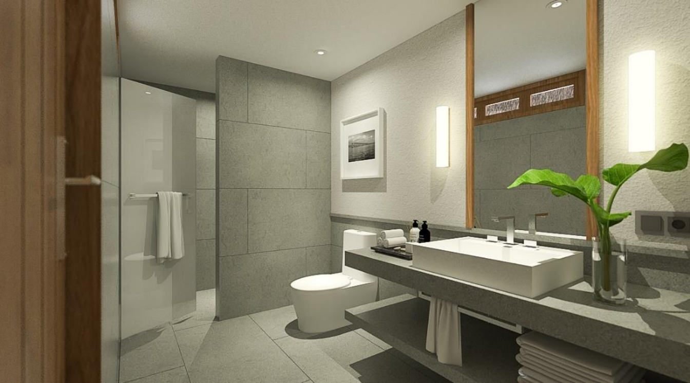 Bathroom vanity, Paus Cottage at Putri Duyung Ancol, Jakarta, designed by Dika Ardi