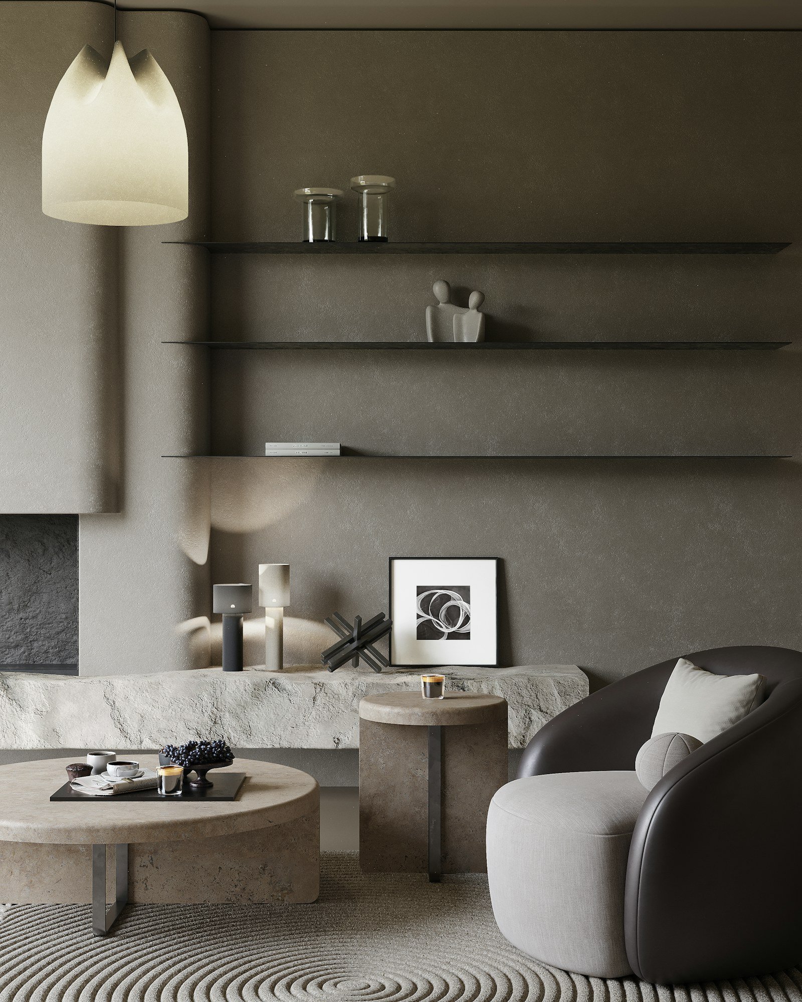 Minimal living room with soft neutral furniture